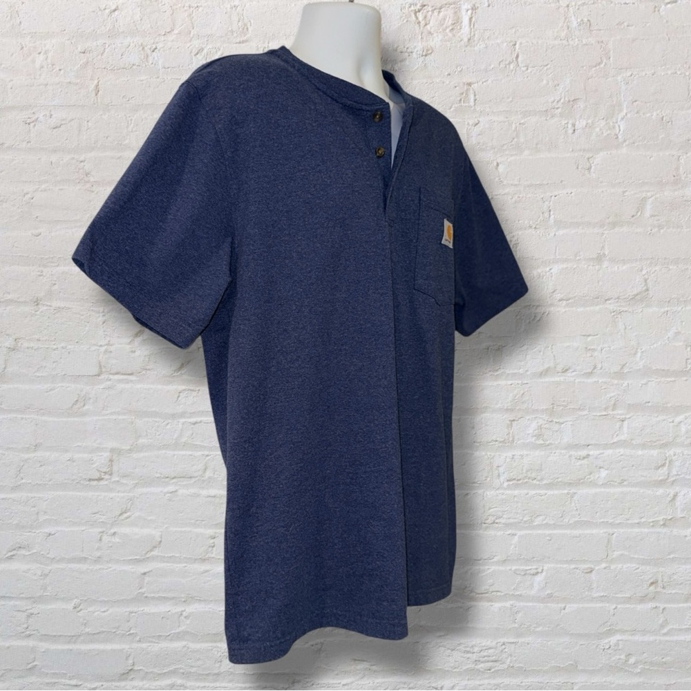 Carhartt K84 Men’s Henley Shirt Medium Blue Pocket Tee Loose Fit - Picture 5 of 11